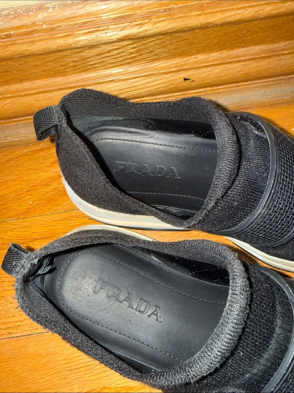 Prada Boys Black Slip-On Knit Sneakers